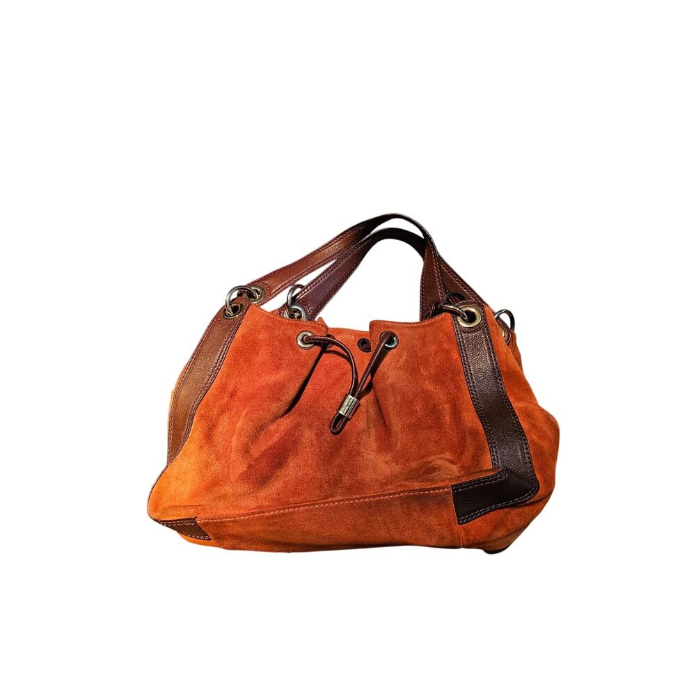 Michael Kors Y2K Cognac Suede Hobo Bag Drawstring Boho Western Purse